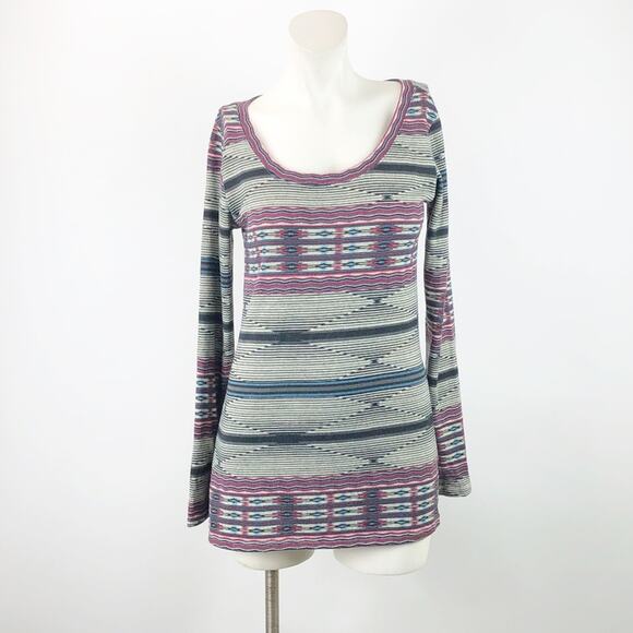 2/$30 Maurices Small Womens Colorful Aztec Scoop-Neck Pullover Sweater Top - Picture 1 of 6